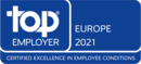 TOP Employer Europe 2021 získané na základe ocenenia nezávislým inštitútom CRF.